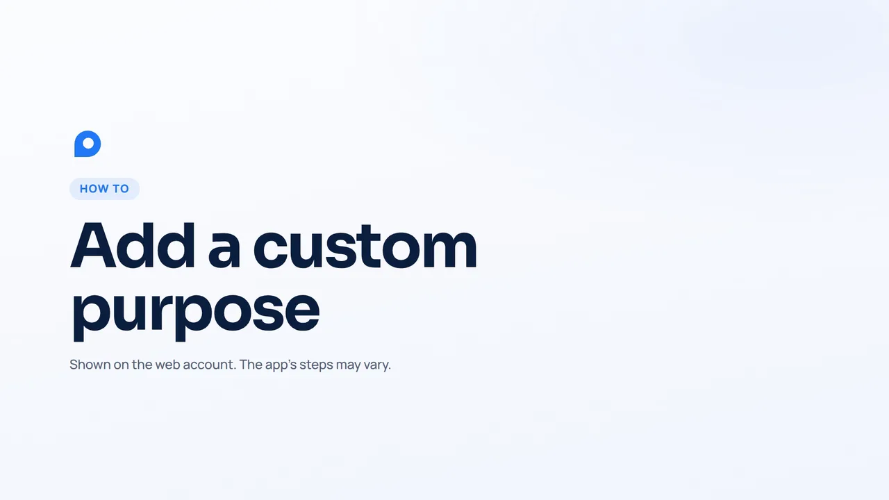 How to add a custom purpose to your mileage log on the web