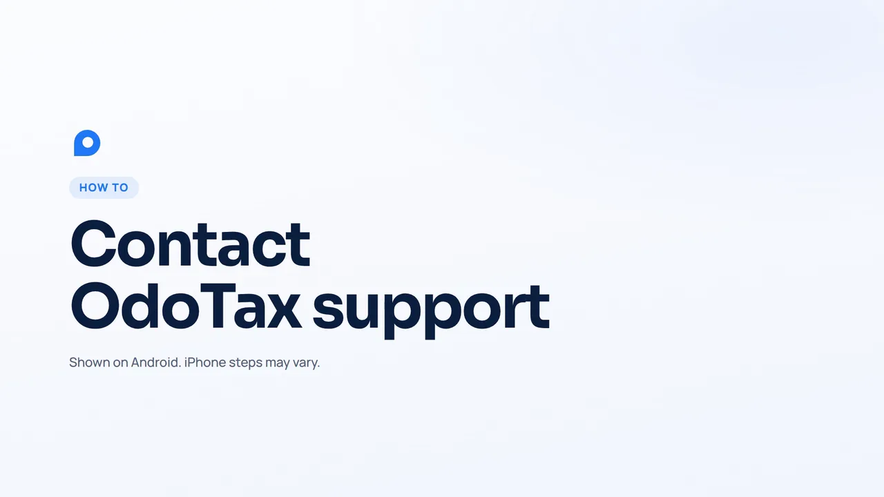 How to contact OdoTax support in the app