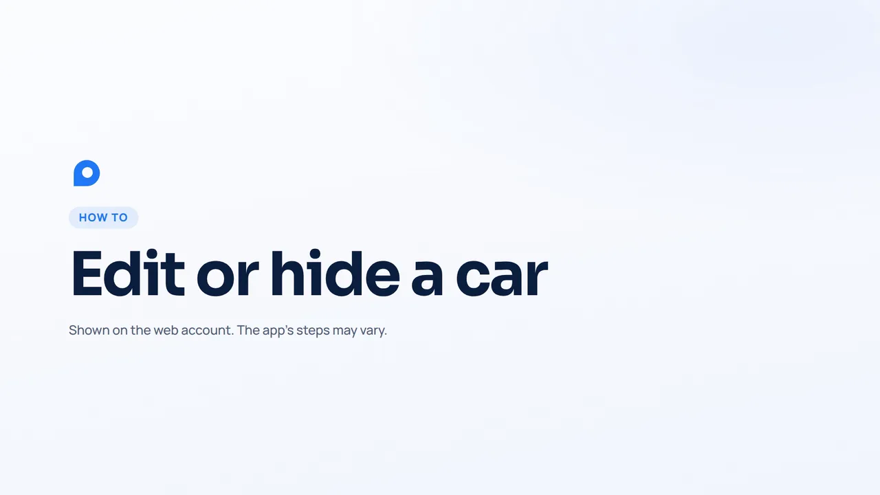 How to edit or hide a car in your mileage log on the web